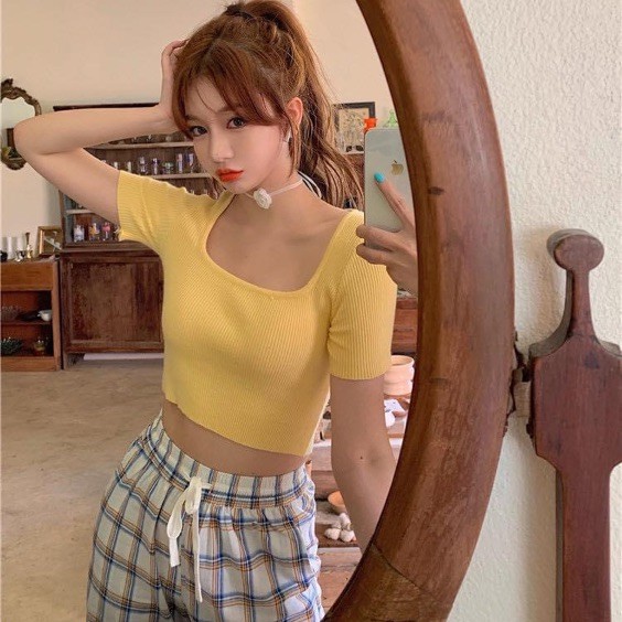 (Video) Áo croptop cổ vuông body