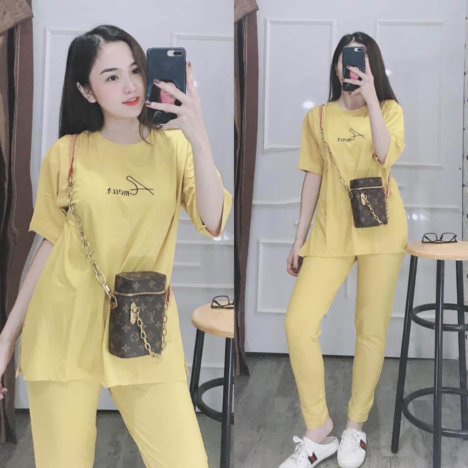 [Mã 252FASHIONSALE giảm 12% đơn 99K] Set Đồ Cotton Nữ - Logo Thêu Chữ - SP Y Hình | BigBuy360 - bigbuy360.vn
