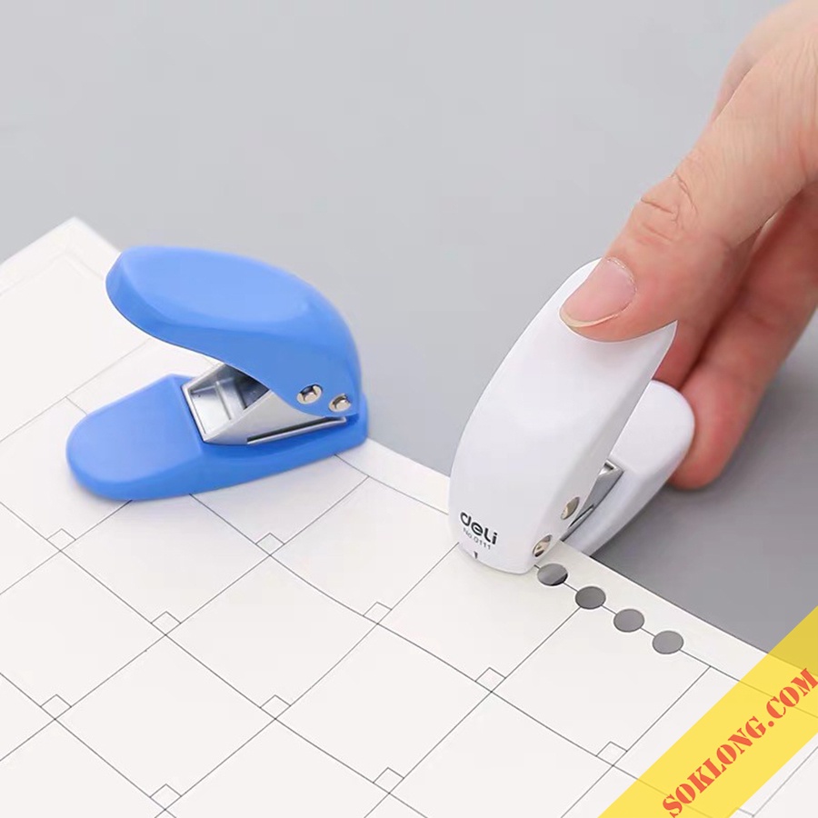 Bấm lỗ giấy mini Deli cầm tay tối đa 10 tờ 80gsm, dụng cụ đục lỗ C08