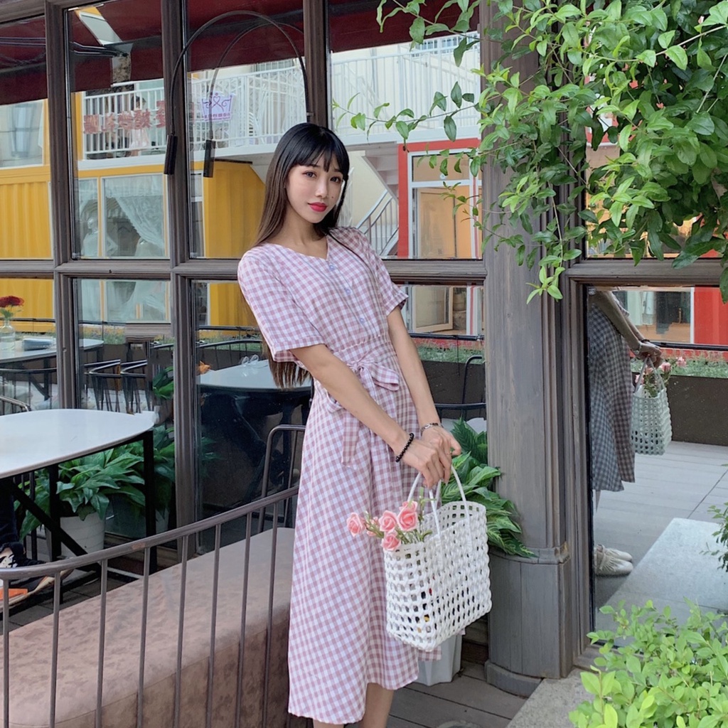Giỏ xách nhựa màu sắc ngọt ngào đan lỗ chụp ảnh vintage dẽ thương kèm nơ voan