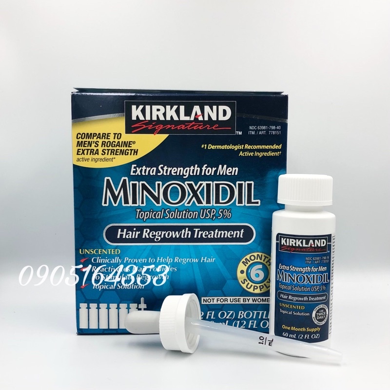 [Chai 60ml] MINOXIDIL KIRKLAND 5% dung dịch mọc râu tóc