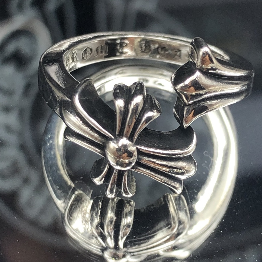 Nhẫn Chrome Heart Nam Nữ Bạc 925 Hình Thánh Giá Uốn Vòng LeCo