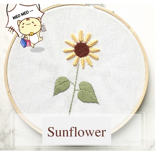 Bộ kit Nguyên liệu kim vải tập thêu đơn giản dành cho người mới bắt đầu - Mẫu hoa lá Xuân Hạ Thu Đông MIE Handmade