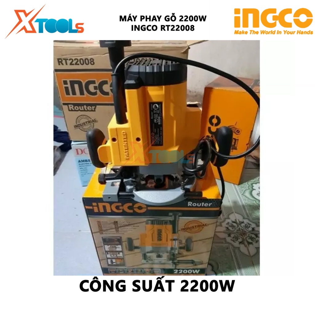 Máy phay gỗ INGCO RT22008 | Máy soi gỗ 2200W