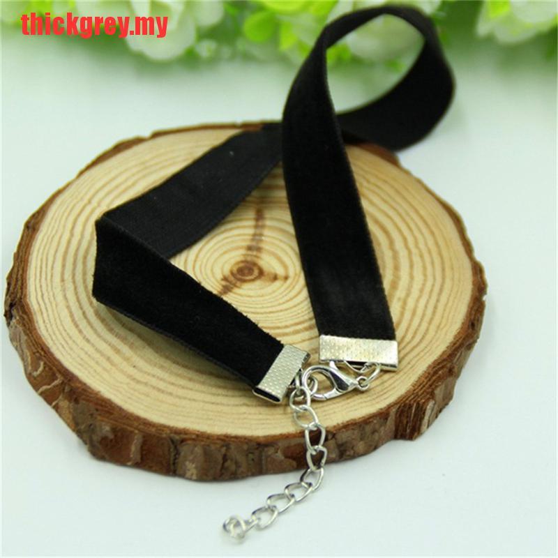 Vòng Cổ Choker Vải Nhung Màu Đen Phong Cách Gothic