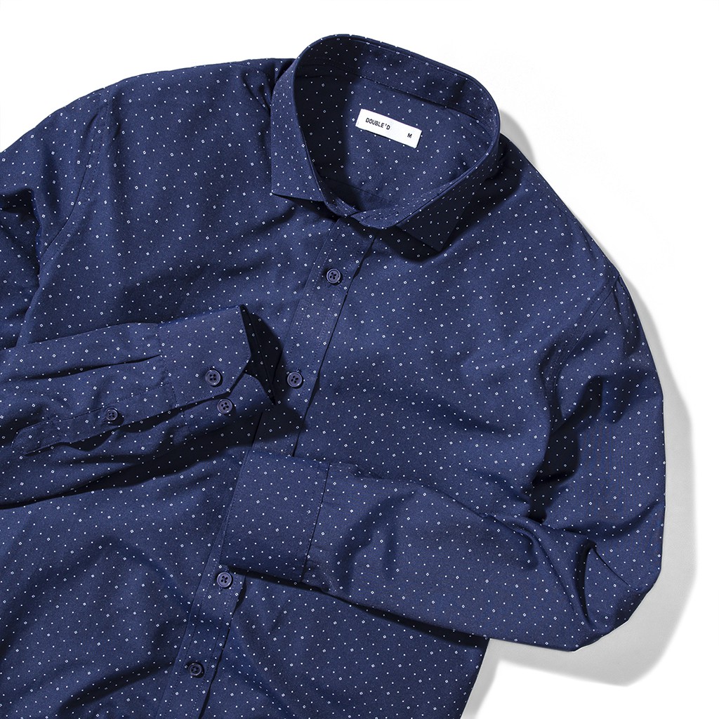 Áo sơ mi nam DOUBLE'D cổ bẻ chấm bi xanh SHT | BigBuy360 - bigbuy360.vn