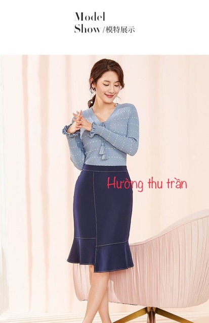 Chân váy đuôi cá lệch trần chỉ thời trang công sở sành điệu | BigBuy360 - bigbuy360.vn