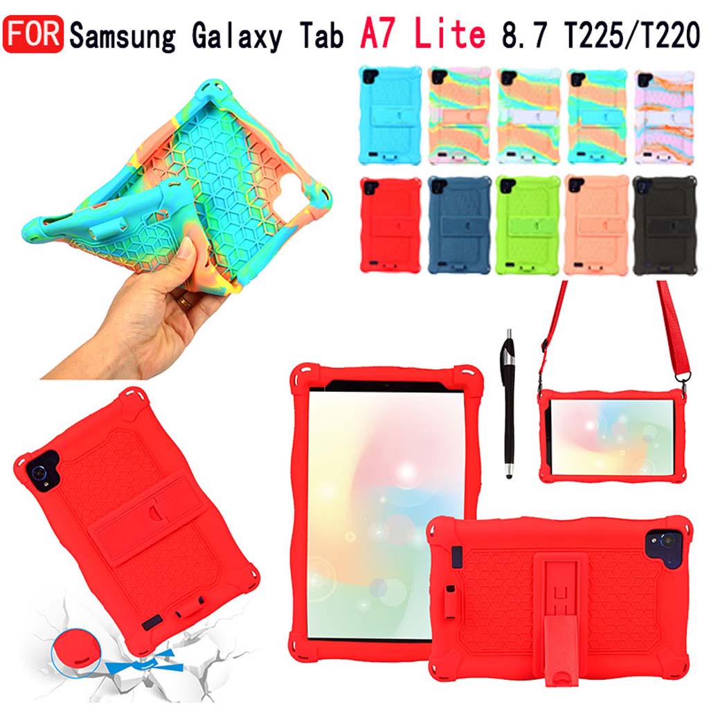 Ốp lưng Silicone mềm có dây cho Samsung Galaxy Tab A7 Lite 8.7 SM-T225 T220 2021