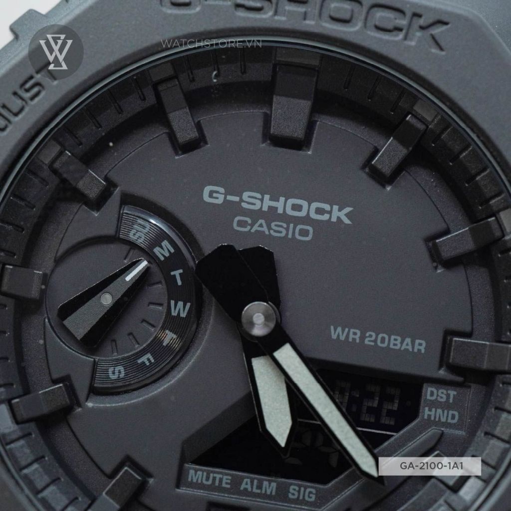 Đồng Hồ Điện Tử Nam Casio G-Shock WATCHSTORE GA-2100-1A1 Thiết Kế Mặt Kính Tròn 45.4mm Màu Đen, Vỏ Carbon Bền Bỉ