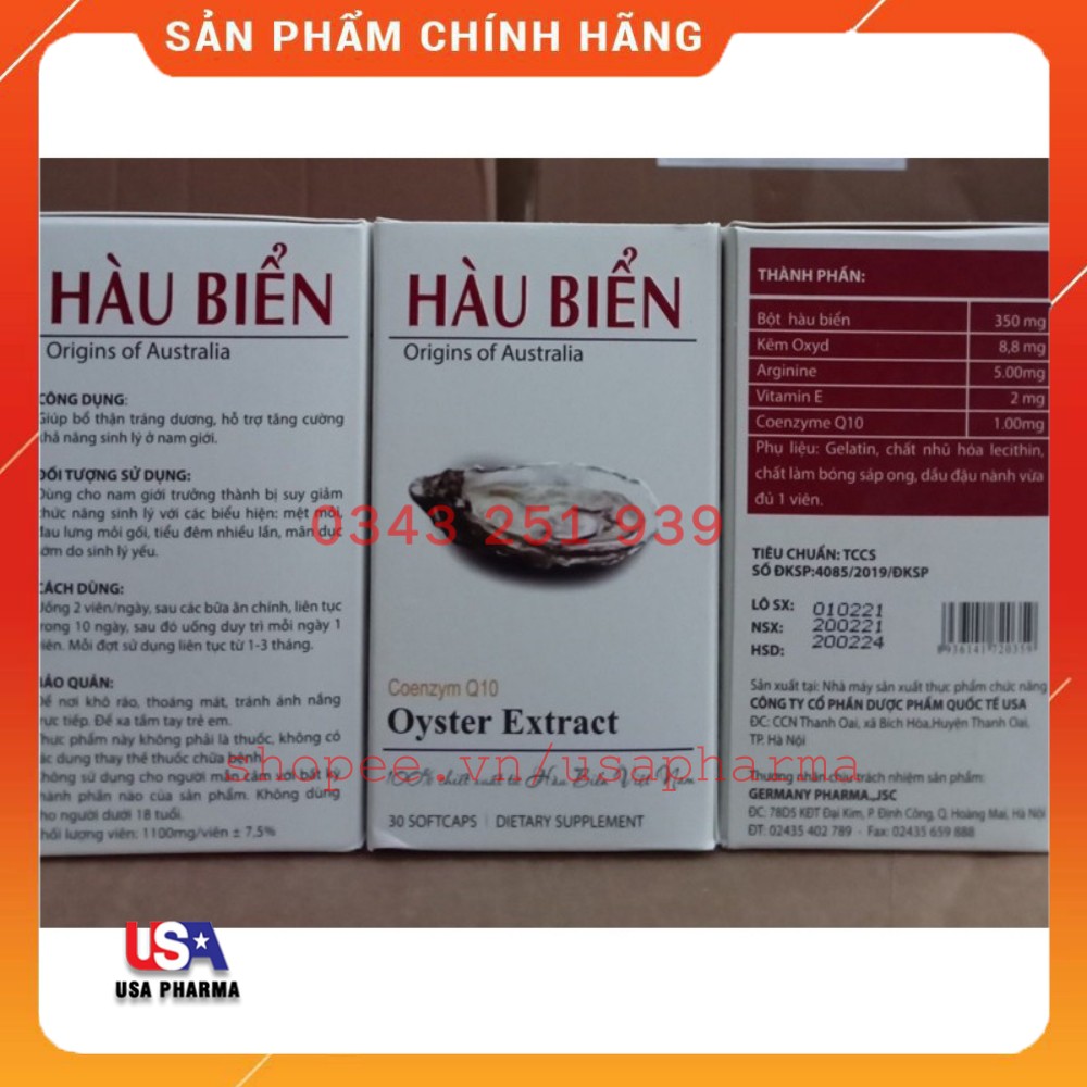 Tinh chất hàu biển USA - hỗ trợ cải thiện tình trạng xuất tinh sớm, rối loạn cương dương - Lọ 30 viên