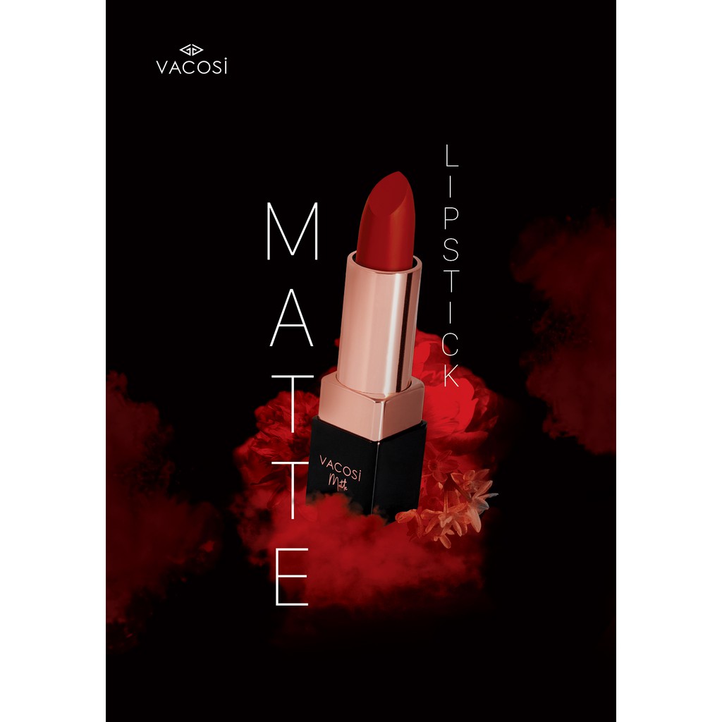 [New 2018] Son Lì Mịn Môi VACOSI Natural Studio Color Matte Lipstick