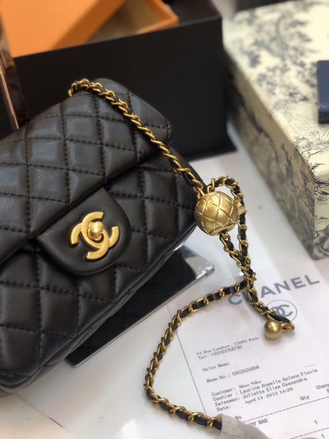 Túi classic super màu đen dây rút size 20cm