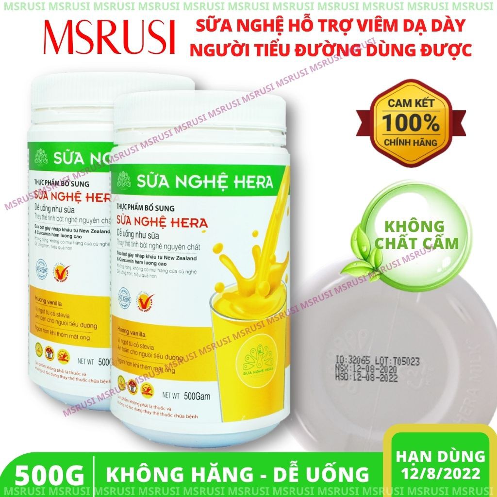 Sữa nghệ Hera HERA MILK Hỗ trợ điều trị đau dạ dày - đau bao tử - Làm đẹp da [Combo 2 hộp 500g]