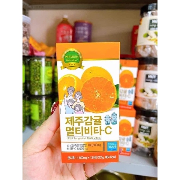 Viên Vitamin C  JEJU Tangerine Multivita C Hàn Quốc Vị Cam, Hộp 134V