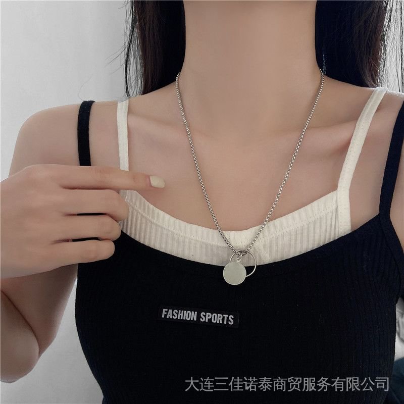 Dây Chuyền Mặt Nhẫn Khắc Chữ Tik Tok Thời Trang Cho Cặp Đôi