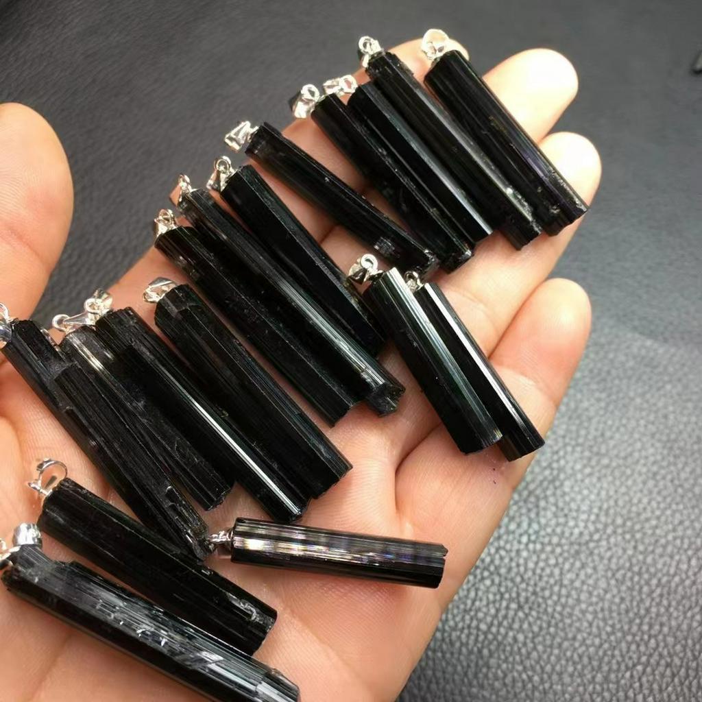 Mặt Dây Chuyền Bằng Bạc s925 Đính Đá Tourmaline Đen Tự Nhiên