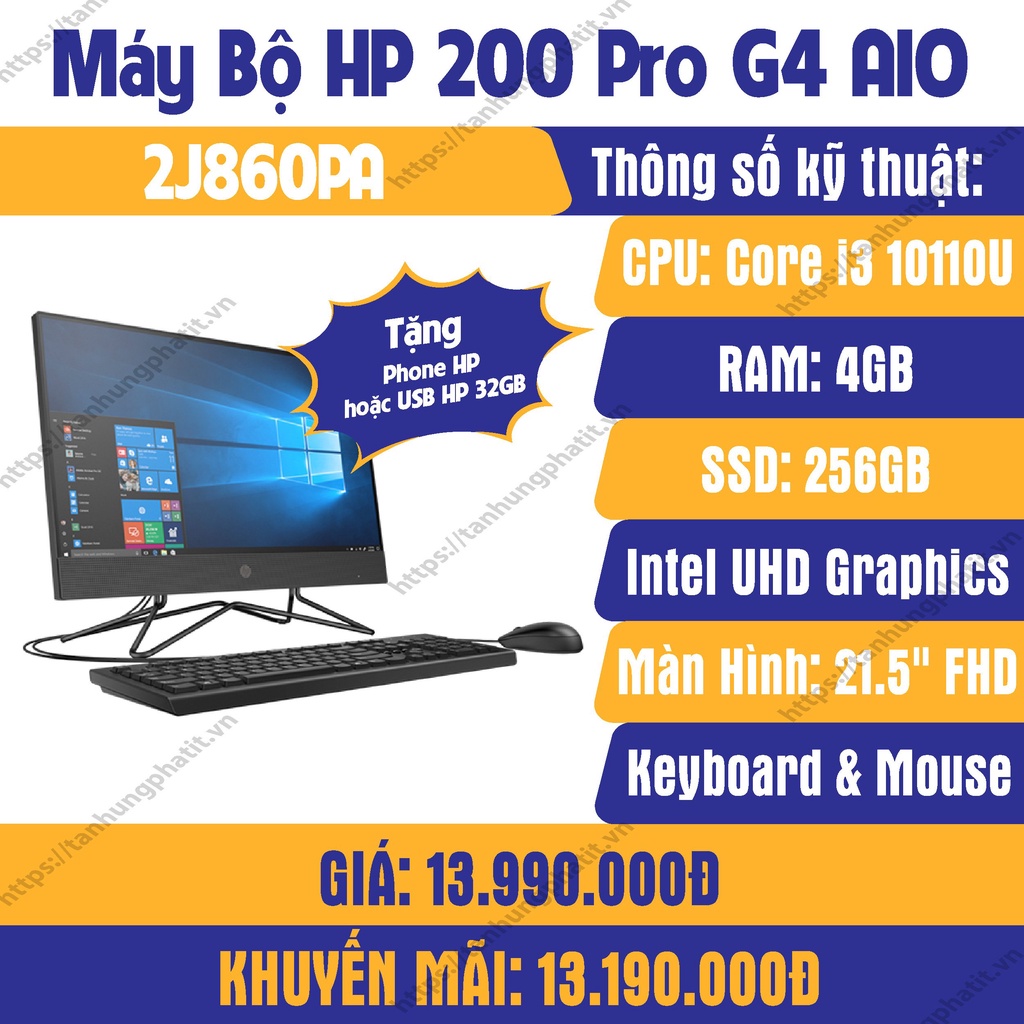 Máy bộ All in one HP 200 Pro G4 2J860PA - mới 100%-chính hãng