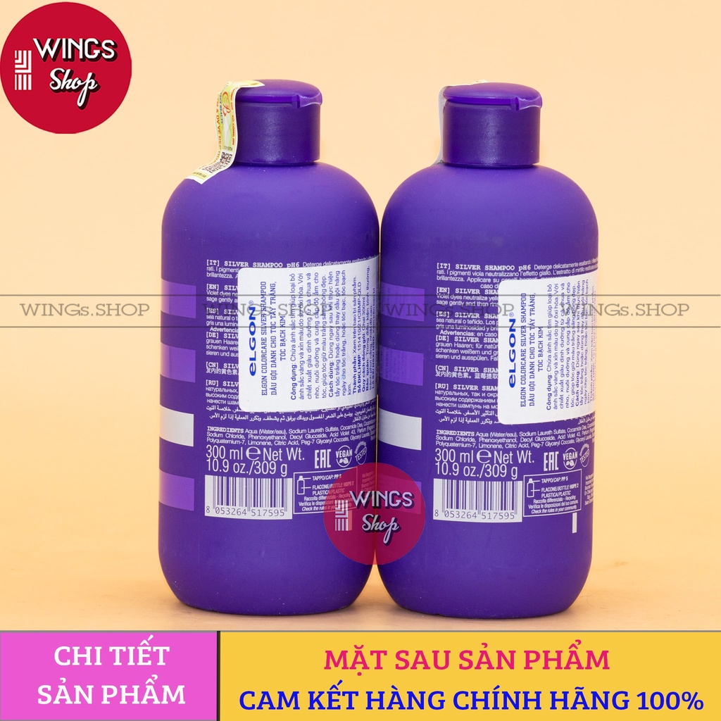 Dầu gội tím khử vàng Elgon Silver Colorcare 300ML| Wings Shop