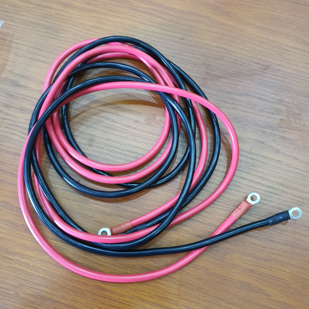 Dây nguồn acquy 10mm lõi đồng, bấm cos sẵn 2 đầu