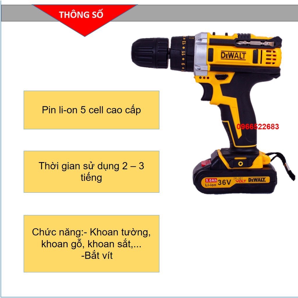 Máy khoan pin - Máy khoan 3 chức năng - Bắt vít, khoan tường, khoan gỗ,....