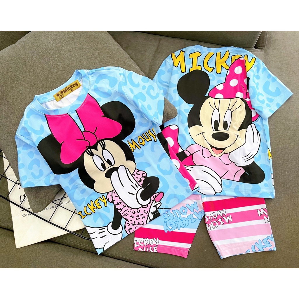 Đồ bộ ngố❤️ bộ lửng bé gái 25-45kg thun lạnh 3D mềm mịn thấm hút mồ hôi tốt J395