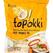 Combo 500g Tokpokki nhân phô mai kèm 100g bột phô mai lắc Hàn Quốc