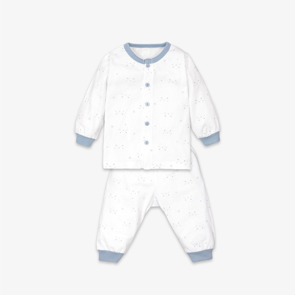 Bộ Sơ Sinh Dài Tay Cài Nút Giữa MIOMIO. Dành Cho Bé Gái Bé Trai Từ 0 tháng- 24 tháng, 100% Cotton Cao Cấp, In Mặt Mèo
