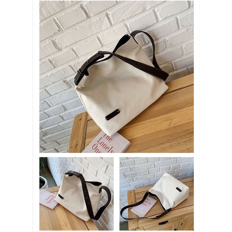 Women's bag canvas bag magnetic buckle female students' large capacity shopping bag armpit bag French stick bag