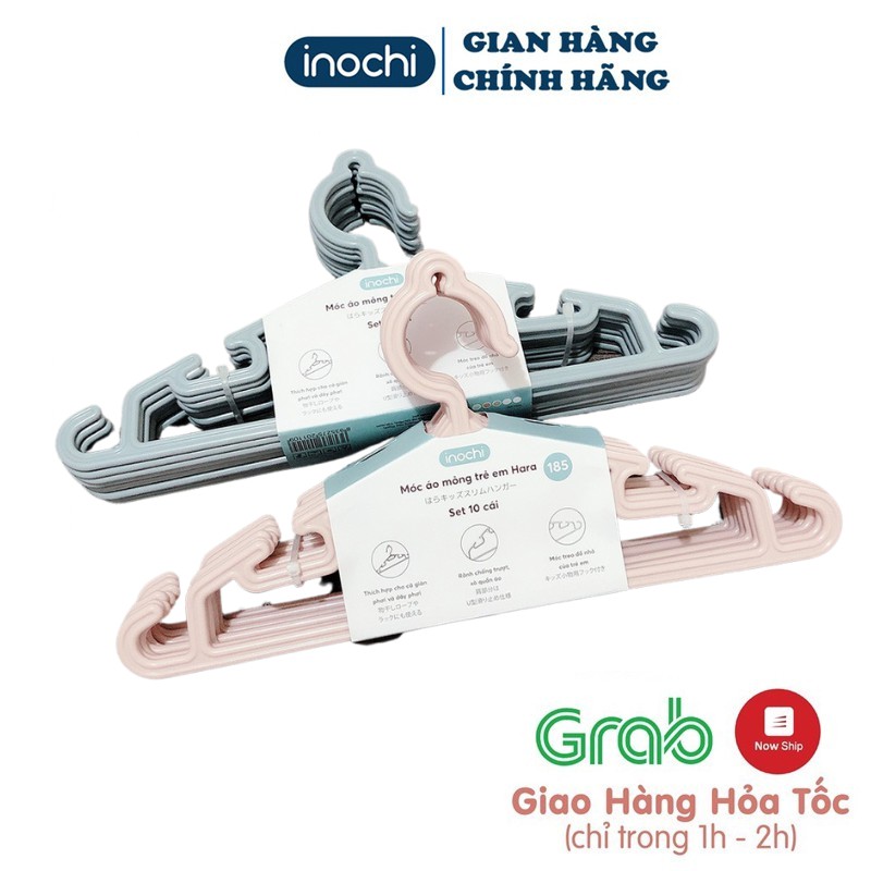 Móc Quần Áo Cho Bé INOCHI 185 - Mắc Nhựa Treo Quần Áo Trẻ Em Siêu Bền 10 chiếc