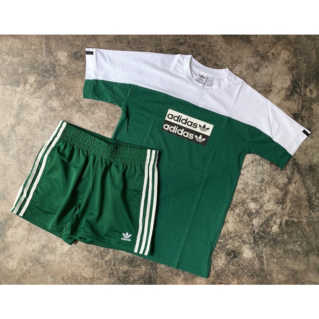 (HÀNG XUẤT XỊN) Quần short xanh 1568 3-Stripes Shorts Green Made in Cambodia full tag code Size S M L