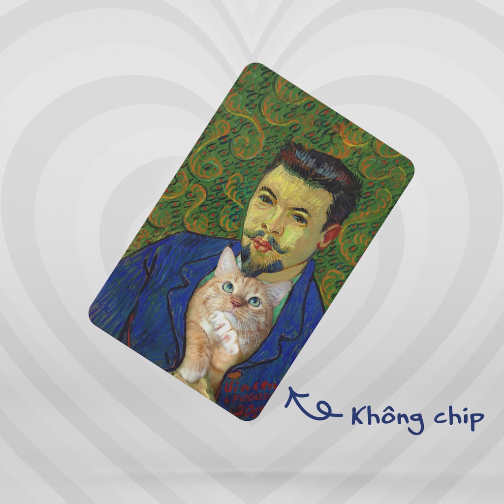 STICKER SKIN THẺ ATM FAT CAT VAN GOGH LƯỜI BIẾNG - Decal dán Thẻ ATM, debit, thẻ từ, thẻ chung cư, bảo vệ thẻ