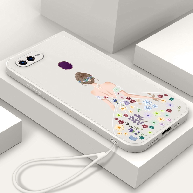 Ốp Điện Thoại TPU Silicon Mềm Họa Tiết Hoa Xinh Xắn Có Dây Đeo Cho oppo a5s a12 a7 a31 F9