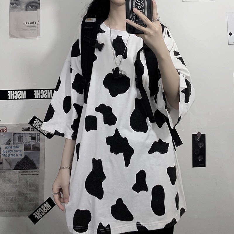 Áo Thun Bò Sữa Tay Lỡ Form Rộng Unisex Dưới 75kg - 731
