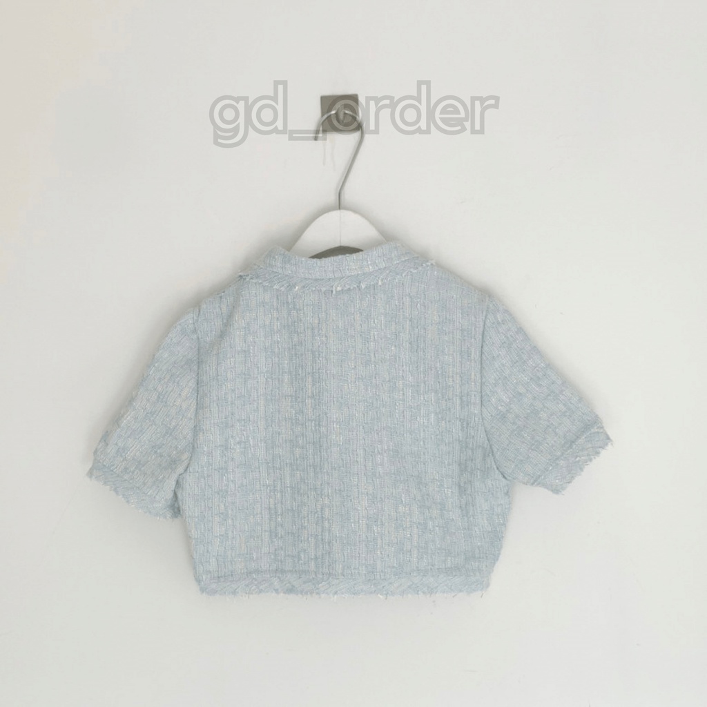 B54|Set bộ sang trọng áo croptop ngắn tay thanh lịch, váy chữ A cạp cao màu xanh gd_order