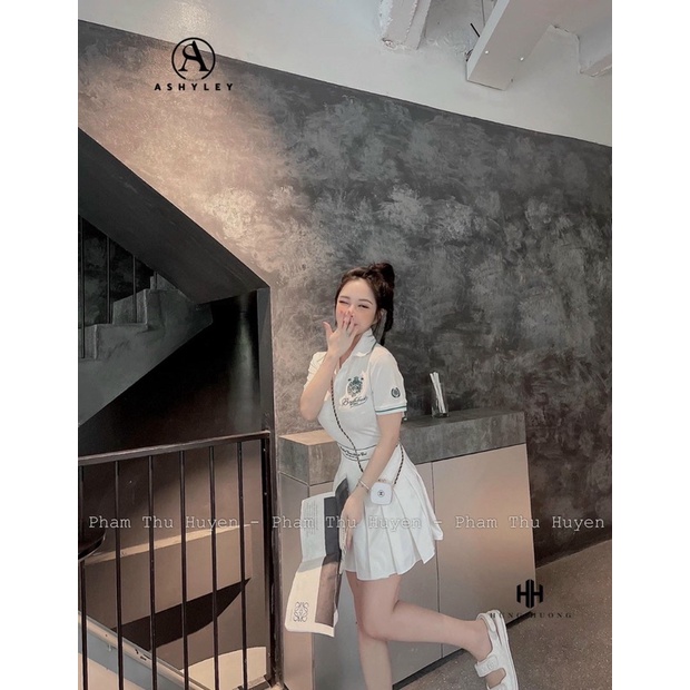 Set áo polo badblood chân váy xếp ly