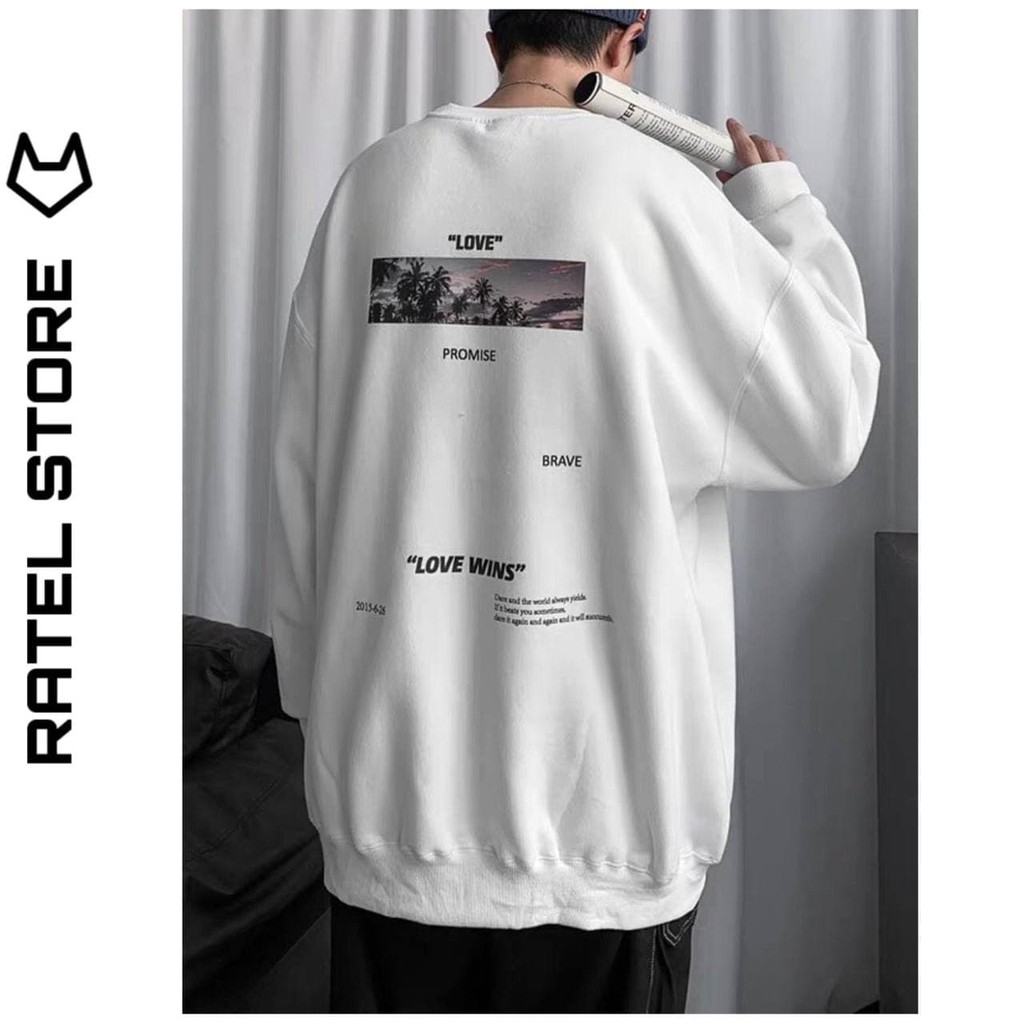 Áo Sweater Local Brand Nỉ Bông Love Wins Thu Đông Ulzzang Unisex Form Rộng