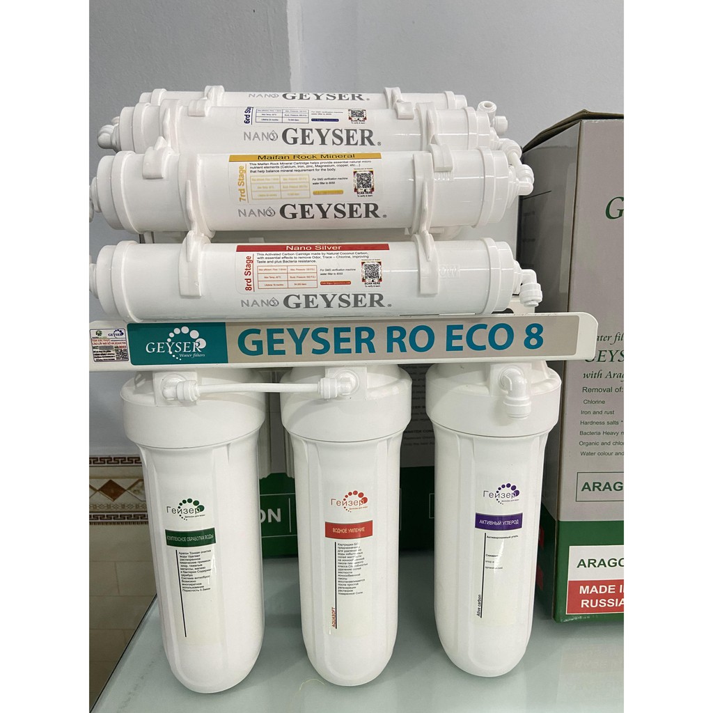 [Mã 159ELSALE hoàn 7% đơn 300K] [Trợ Giá] Lọc Nước Nano Geyser Eco 8 - Dòng Nano không điện, không nước thải