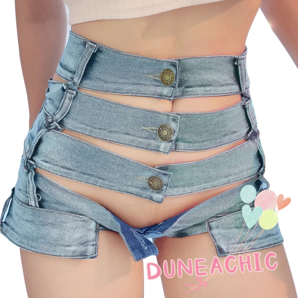 DUNEA Quần Jean Lưng Cao Thiết Kế Không Đồng Đều Quyến Rũ Thời Trang Dành Cho Nữ