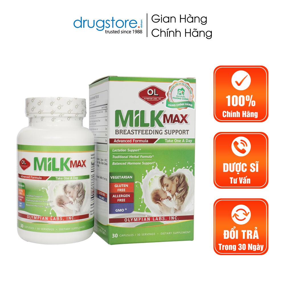 Viên Uống Milk Max Breastfeeding Support Olympian Labs Hỗ Trợ Tăng Tiết Sữa Cho Phụ Nữ Sau Sinh - NT102