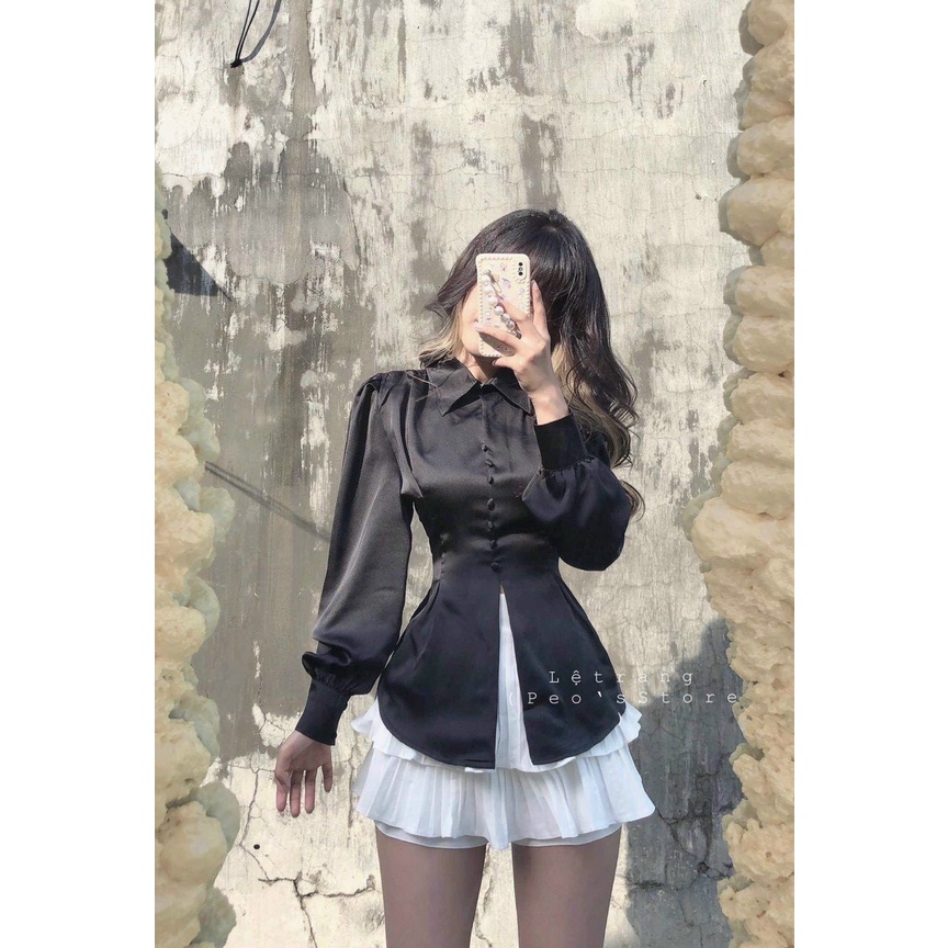 Áo sơ mi lụa buộc  nơ sành điệu cá tính