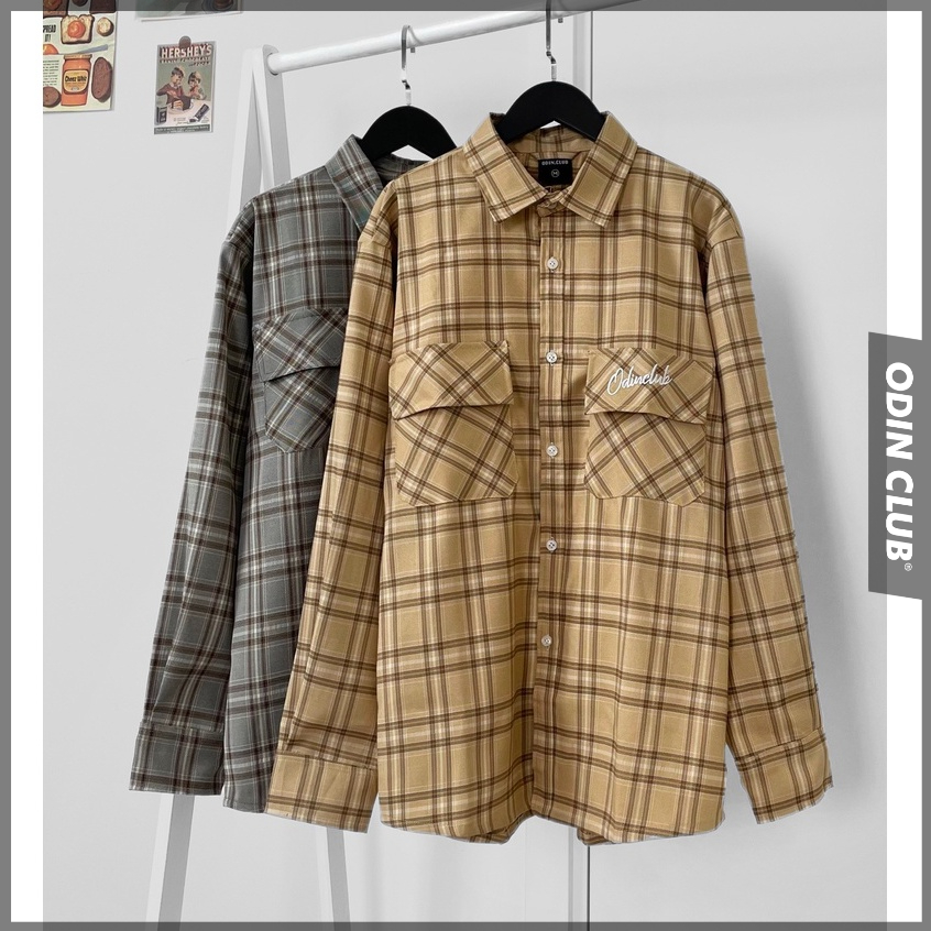 Áo Sơmi dài tay Flannel ODIN, Áo sơmi dài tay kẻ sọc oversize.Local Brand ODIN CLUB