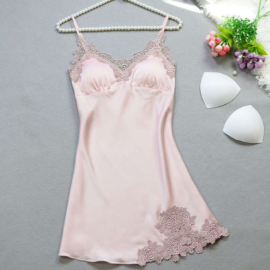 [Bigsize 40-62kg] Váy ngủ sexy lụa hai dây phối ren size M-XL🔥SIÊU SALE🔥Đồ ngủ lụa bigsize sale giá rẻ | BigBuy360 - bigbuy360.vn