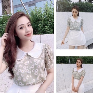 Áo hoa cúc cổ sen ( giá sale)
