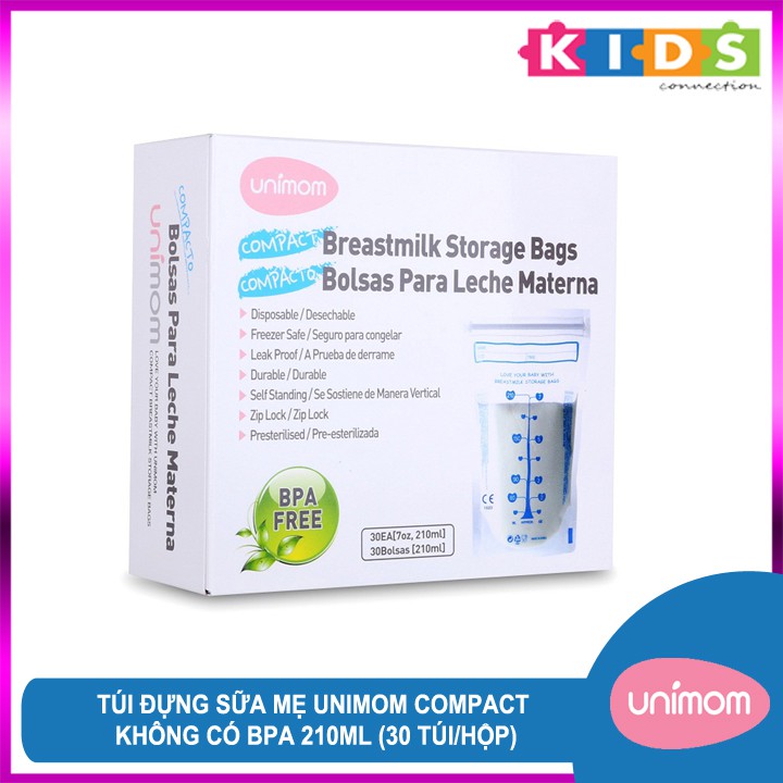 Túi trữ sữa Unimom Compact không BPA 210ml (30 túi/hộp) UM870251