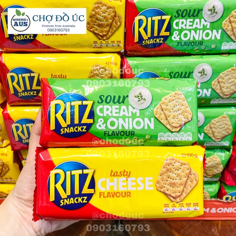 Bánh quy giòn Ritz Snackz vị phô mai & vị hành tây - nhập Úc 🇦🇺