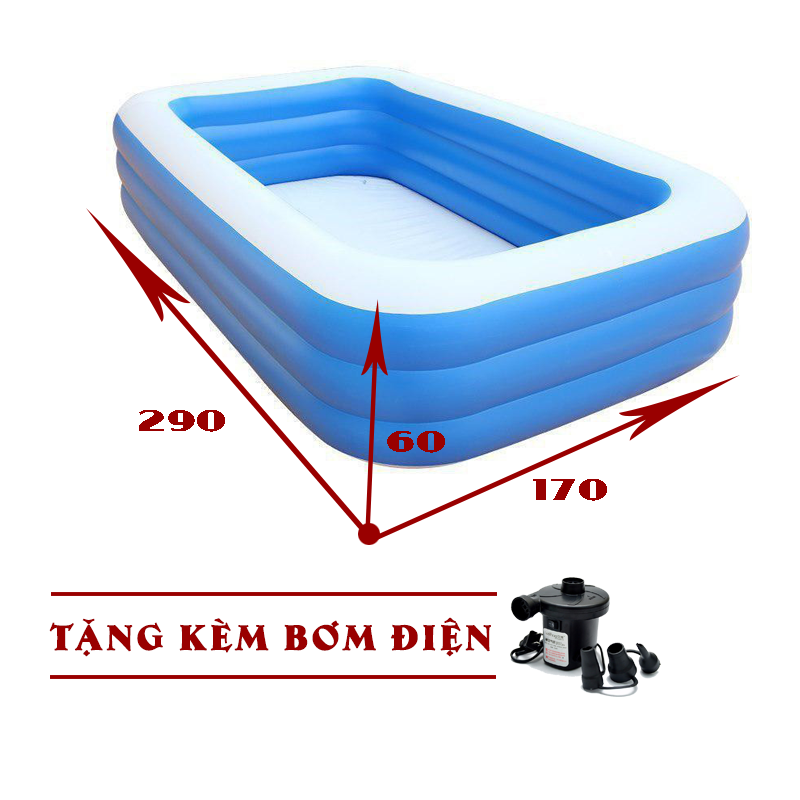 Bể bơi cho bé cỡ lớn - TẶNG KÈM bơm điện cao cấp, Bể Bơi 2m9