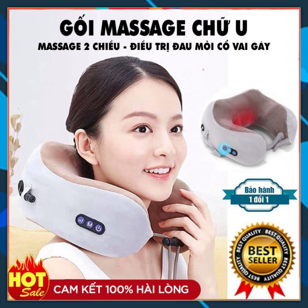 Gối Massage, Gối Massager Cổ chữ U Thông Minh Cao Cấp Máy Massage  VaiGáy Trị Liệu Gối Massager Cổ Bông.alinh