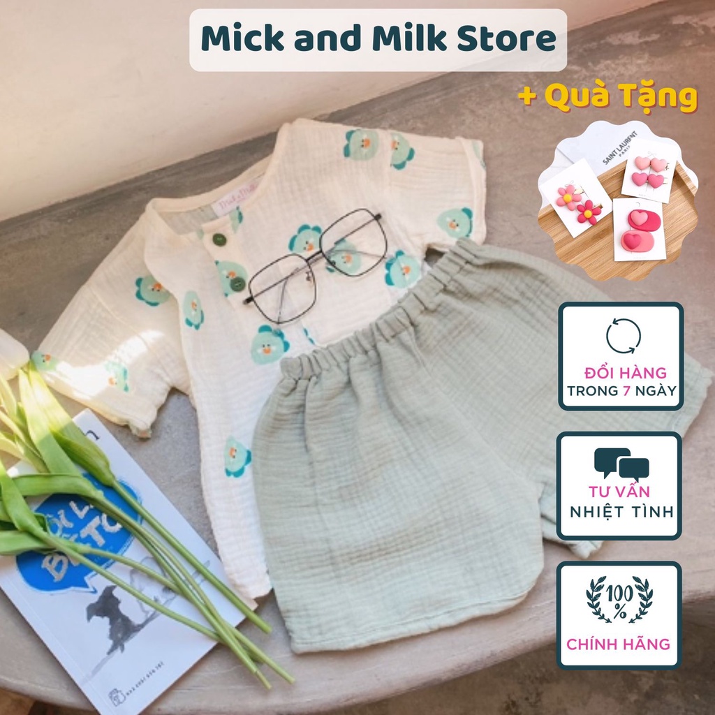 Đồ Bộ Cho Bé Mick and Milk 1,2,3,4,5,6 Tuổi Set Áo Quần Trẻ Em Hình Khủng Long Xanh Dễ Thương Chất Đẹp