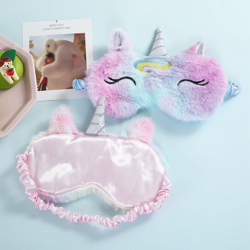 Bịt mắt ngủ hình kỳ lân màu cầu vồng dễ thương thời trang cho bé gái