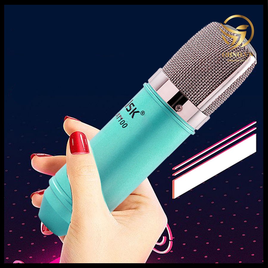 Micro Thu Lọc Âm Chuyên Livestream Có Dây AT 100 Bộ Mic Hát Cao Cấp Karaoke Thu Âm Chu
